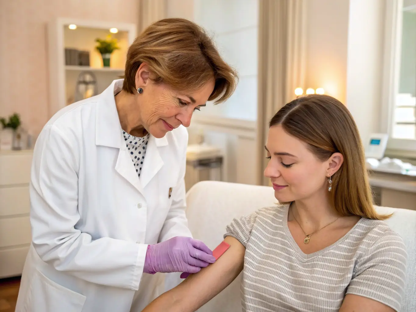 A dermatologist at Huameets consulting with a client, discussing personalized treatment options and explaining the benefits of each procedure.